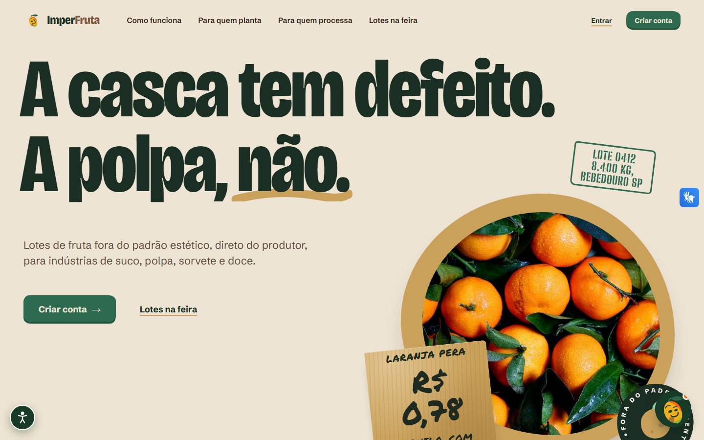 Página inicial do ImperFruta